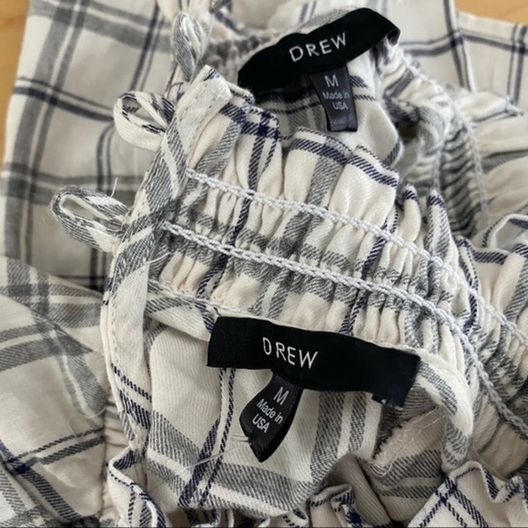Drew Jackson Plaid Ruffle Detail Shirt Ivory/Grey - Picture 11 of 15
